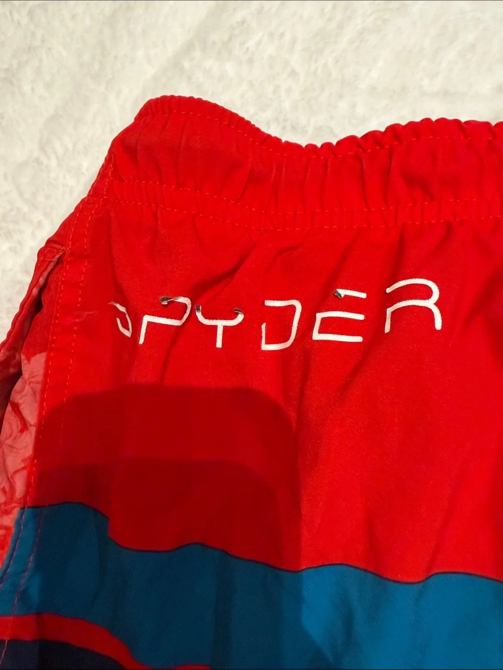 Red Tropical Print Swim Shorts with Blue Stripe Spyder Boys size M